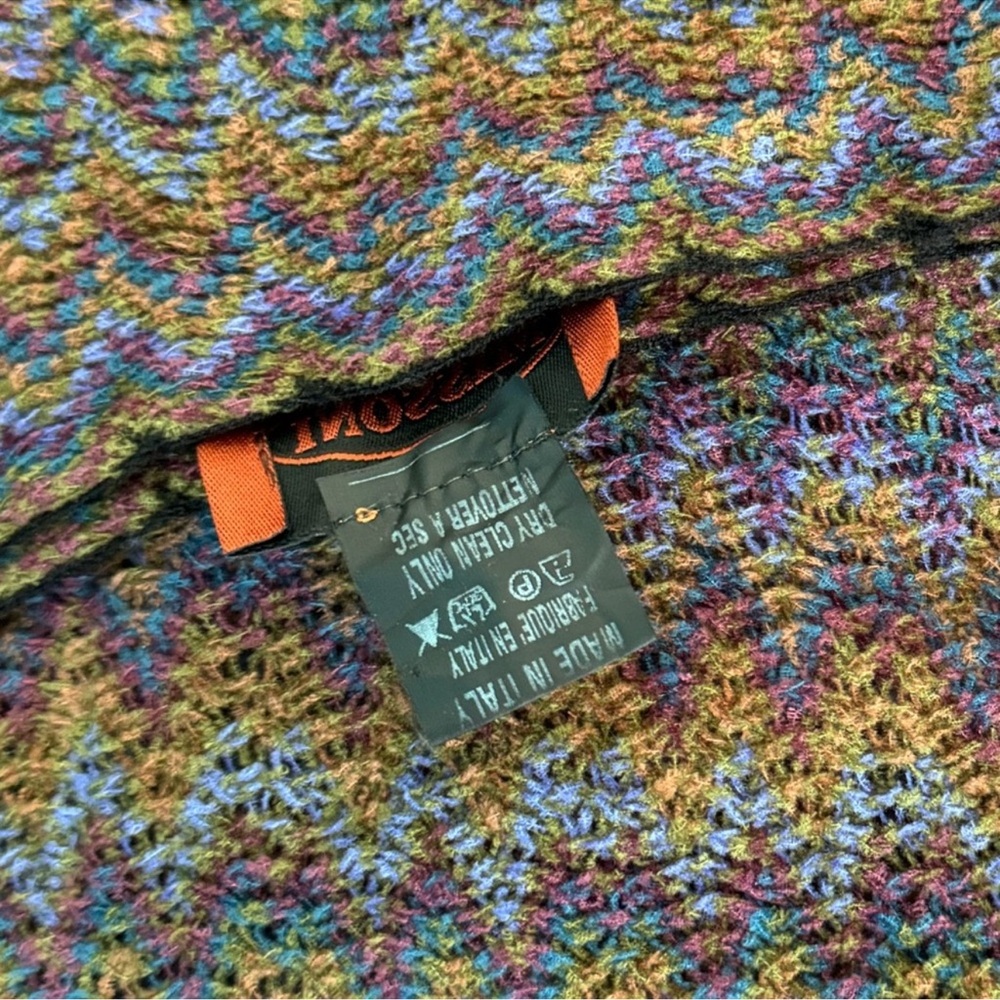 Authentic Missoni Multicolor Fringe Poncho Vibrant Knit Fabric - Picture 5 of 6